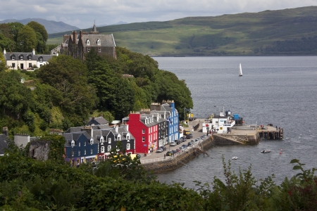 The colorful fishing village of Tobarmory on the Isle of Mull in North West Scotlandのeditorial素材
