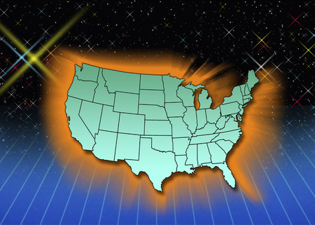 Outline diagram of the mainland states of the United States of Americaの写真素材