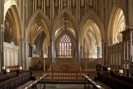 Interior of Wells Cathedral in the City of Wells in Englandのeditorial素材