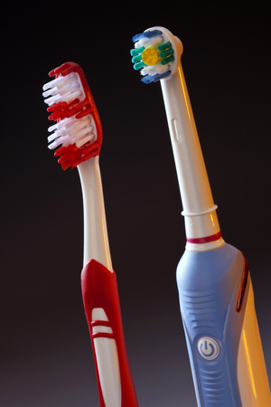Oral Hygiene - Electric toothbrush and manual toothbrush の写真素材