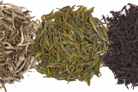 A range of Chinese Green Tea - They are  Jasmine Silver Needle, Long Jing and Mi Lan Dan Cong の写真素材