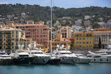 Luxury yachts in the port of Nice on the Cote d Azur in the South of Franceのeditorial素材