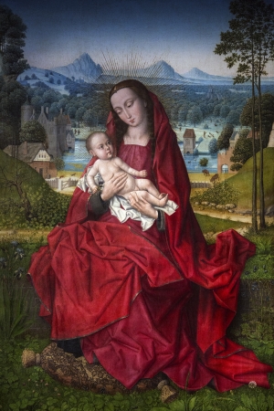 Renaissance icon  small religious painting  in Burgos Cathedral in the city of Burgos in the Castilla-y-Leon region of northern Spain のeditorial素材