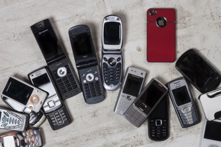 A selection of old mobile phones  cell phones  のeditorial素材