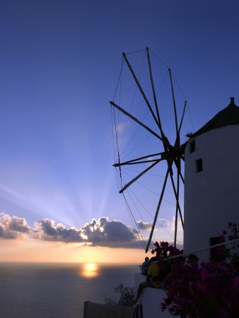 Sunset on the Greek island of Santorini のeditorial素材