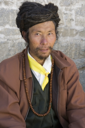 Buddhist pilgrim at Sera Monastery in the Tibet Autonomous region of China.のeditorial素材