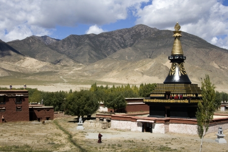 Buddhist Stupa at Samye Monastery in the Tibet Autonomous region of China.のeditorial素材