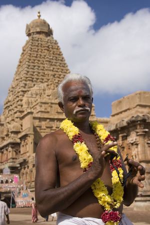 Brihadishvera Hindu Temple in the city of Thanjavur (Tanjore) in the Tamil Nadu region of India.のeditorial素材