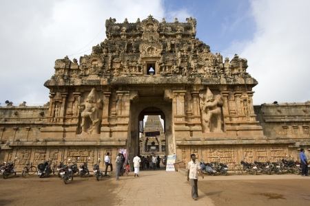 Brihadishvera Hindu Temple in the city of Thanjavur (Tanjore) in the Tamil Nadu region of India.のeditorial素材