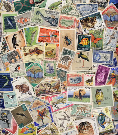 Postage Stamps of Wildlife - Animals, Birds, Insects and Fishのeditorial素材