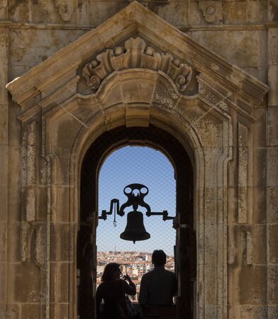 Tourists in the bell tower of the Universidad in the city of Salamanca in the Castilla-y-Leon region of Spain  のeditorial素材