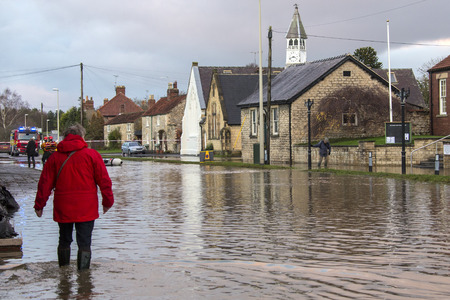 Flooding after the River Derwent burst its banks - Malton - United Kingdomのeditorial素材