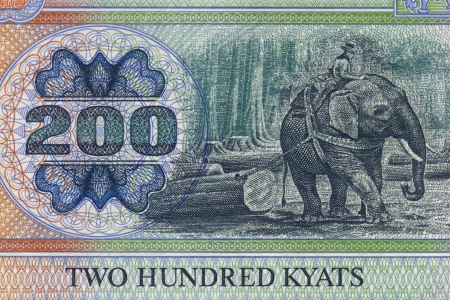 Burmese 200 Kyat Banknote - Myanmarのeditorial素材