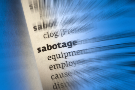 An act of sabotage is to deliberately destroy, damage, or obstruct something, especially for political or military advantage の写真素材