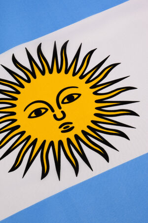 The national flag of Argentina  It was first raised at the city of Rosario on February 27, 1812, during the Argentine War of Independence の写真素材