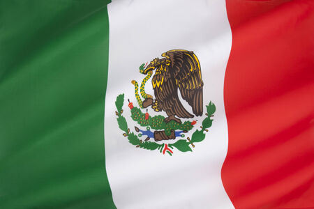 Flag of Mexico  The current flag was adopted in 1968 の写真素材