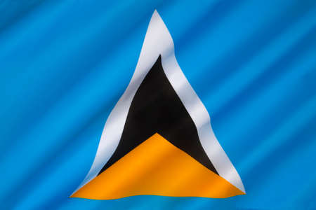 The flag of the Caribbean island of Saint Luciaの写真素材
