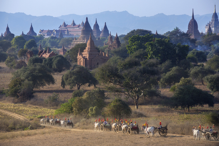 Temples of the Archaeological Zone in the ancient city of Bagan in Myanmar の写真素材