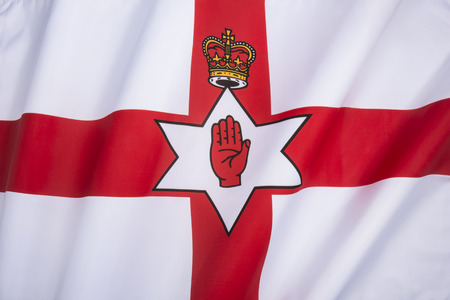Flag of the Government of Northern Ireland. Also known as the Ulster Banner. Northern Ireland is a part of the United Kingdom of Great Britain.の写真素材