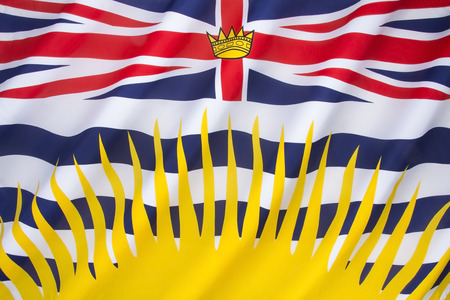 Flag of British Columbia - Canada. Based upon the shield of the provincial arms of British Columbia.の写真素材