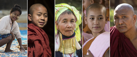 Faces of Myanmar (Burma) - Local Burmese peopleのeditorial素材