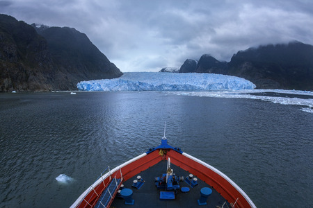 The San Rafael Glacier in the Northern Patagonian Ice Field in southern Chile, South America.の写真素材