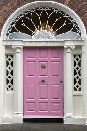 One of the famous Dublin doors. Typical of the design of many front doors in central Dublin. They are often painted bright colors.のeditorial素材
