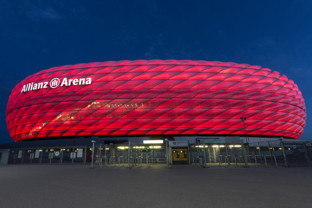 The Allianz Arena - A football stadium in Munich, Bavaria, Germany with a 75,000 seating capacity, Home ground for two professional Munich football clubs FC Bayern Munich and TSV 1860 Munich have played their home games at the Allianz Arena since the starのeditorial素材