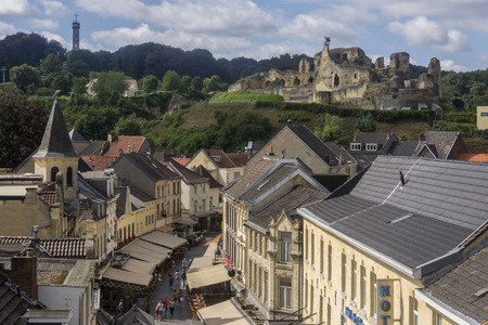 Valkenburg Castle - a ruined castle above the town of Valkenburg aan de Geul in the Netherlands. It...