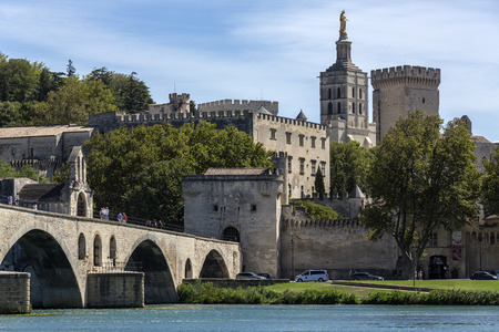 The city of Avignon in the department of Vaucluse on the left bank of the Rhone River. it was the residence of the popes during their exile from Rome. Between 1309 and 1377, seven successive popes resided in Avignon and in 1348 Pope Clement VI bought the のeditorial素材