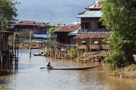 Ywama Village on Inle Lake in Shan State in Myanmar (Burma).の写真素材