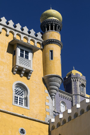 Architectural detail on the Pena National Palace at Sintra near Lisbon in Portugal.  A UNESCO World Heritage Site.のeditorial素材