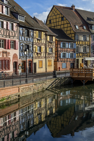Old buildings in the historic Little Venice area of the old town of Colmar in the Alsace region of northeast France.のeditorial素材