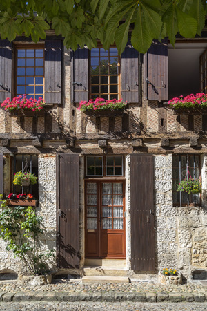 Picturesque old buildings in the town of Bergerac in the Dordogne department of the Nouvelle-Aquitaine in southwestern France.のeditorial素材