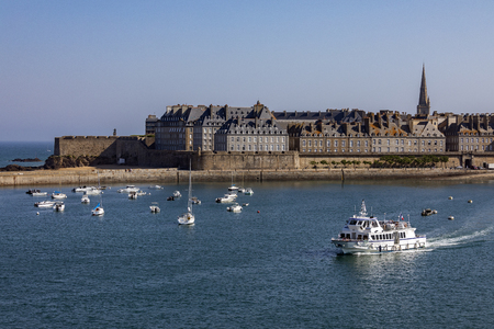 The walled city of Saint Malo on the Brittany coast of northwest France.の写真素材