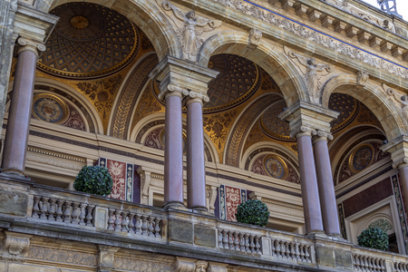 The ornate exterior of the Royal Danish Theater in the city center of Copenhagen in Denmark.のeditorial素材