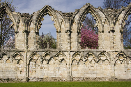 Ruins of St Marys Abbey in the city of York in northeast England in the United Kingdom.の写真素材