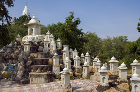 Sonagiri in the Bundelkhand area of Madhya Pradesh region of India. There are 77 Jain temples at Sonagiri shown here in minature.の写真素材