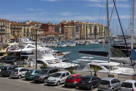 The harbor in the port of Nice on the Cote d'Azur on the French Riviera in the South of France.のeditorial素材