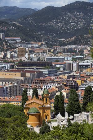 Overview of the city of Nice on the Cote d'Azur on the French Riviera in the South of France.のeditorial素材