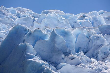 The crevasse filled surface of the Perito Moreno Glacier - located in the Los Glaciares National...