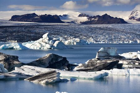 Icebergs at Jokulsarlon glacier and lagoon on the south coast of Iceland