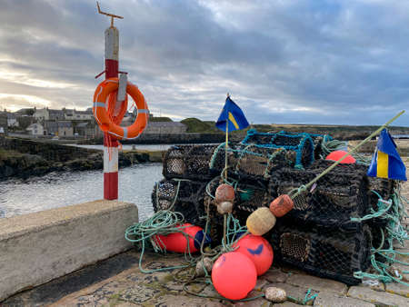 The small coastal town of Portsoy on the Moray Firth in Aberdeenshire, Scotland.