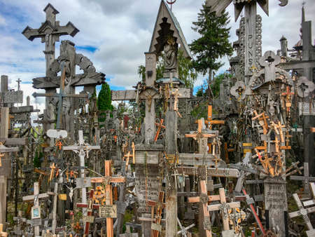 The Hill of Crosses - a site of pilgrimage in northern Lithuania. Over the generations, crosses,...