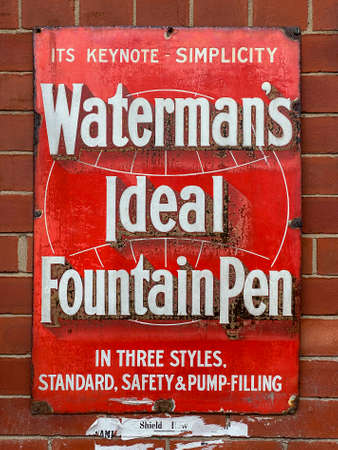 Old metal advertising sign at the Beamish Open Air Museum in Northumberland in northeast England.のeditorial素材