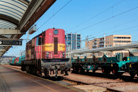 ZSSK Cargo locomotive in Bratislava Railway Station in Slovakia.(Zeleznicna spolocnost  Slovakia Cargo).のeditorial素材