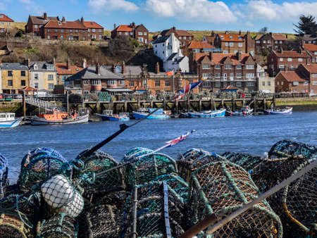 The port of Whitby on the North Yorkshire coast in the northeast of England.の写真素材