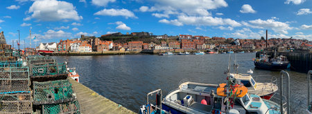 The harbor in the coastal town of Whitby in North Yorkshire on the northeast coast of England.