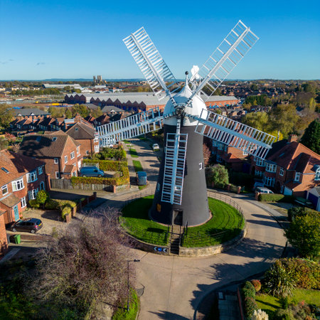 Holgate Windmill in the city of York in the United Kingdom.Built in 1770. Following restoration, the mill is now in full working order. York Minster can be seen in the distance.の写真素材