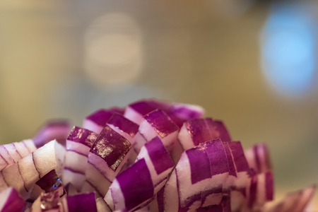 Pile of chopped red onion, soft background.の写真素材